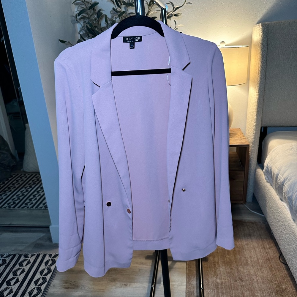 Topshop Light Pink Ava Double Breasted Relaxed Fit Blazer